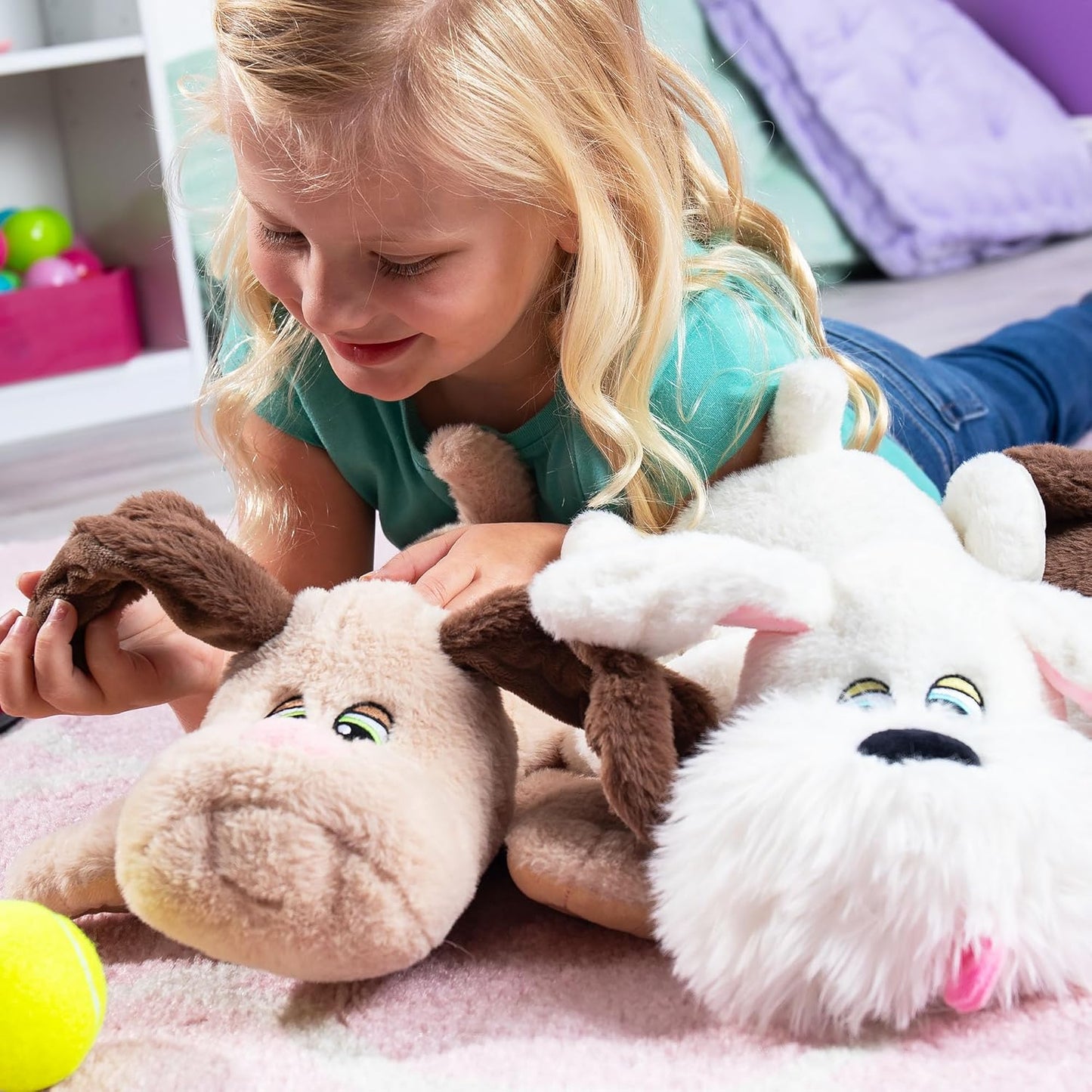 Basic Fun Pound Puppies Weighted Snuggles Plush – White with Fluffy Beard – Calming Comfort Toy with Soft Weighted Body – Classic Huggable Style for Kids & Fans