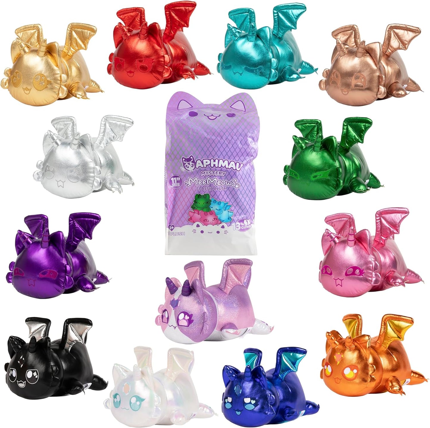 Aphmau MeeMeows 11” Classic Mystery Plush, Dragon, Plush Mystery Box, Blind Box, 1 of 8 Possible Dragon MeeMeows, Official Merch