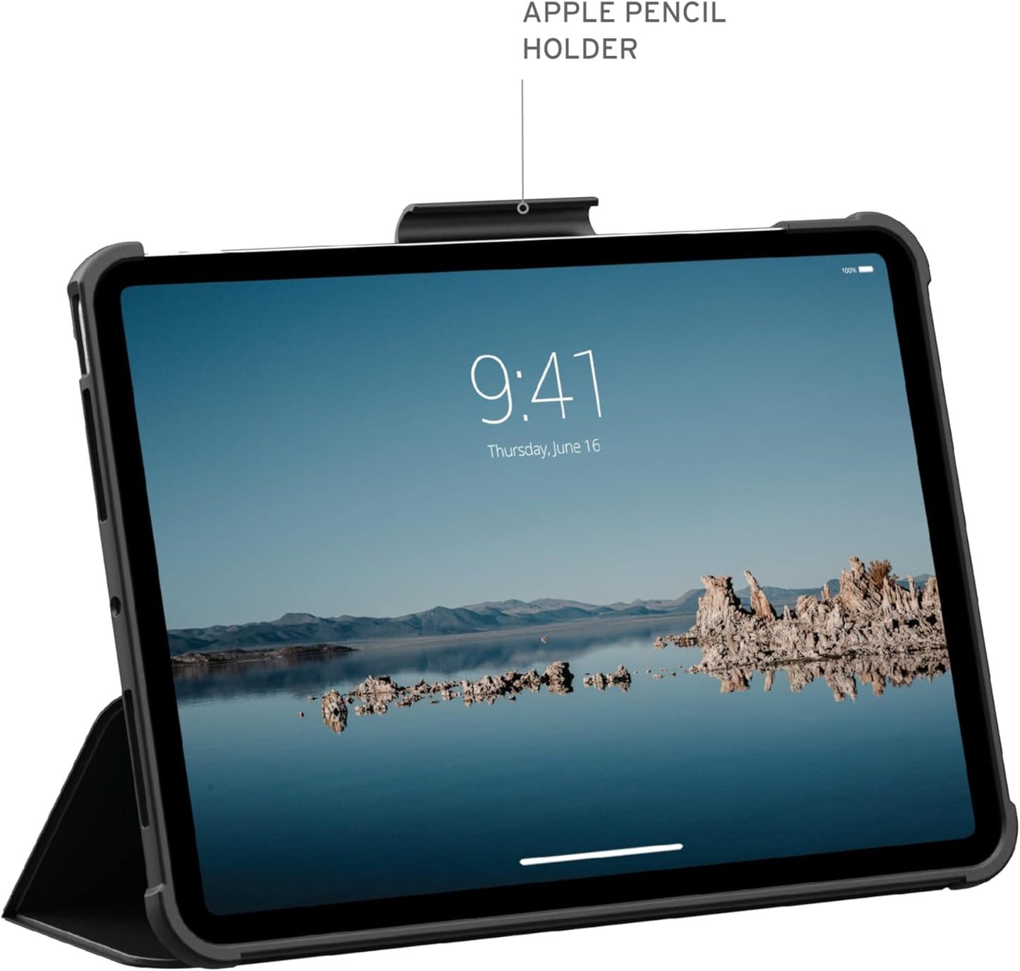 URBAN ARMOR GEAR UAG Designed for iPad Pro 11" Case (5th Gen, 2024, M4) A2836, A2837, A3006 Rugged Transparent Clear Folio Cover with Pencil Holder & Multiple Position Stand, Plyo Black/Ice