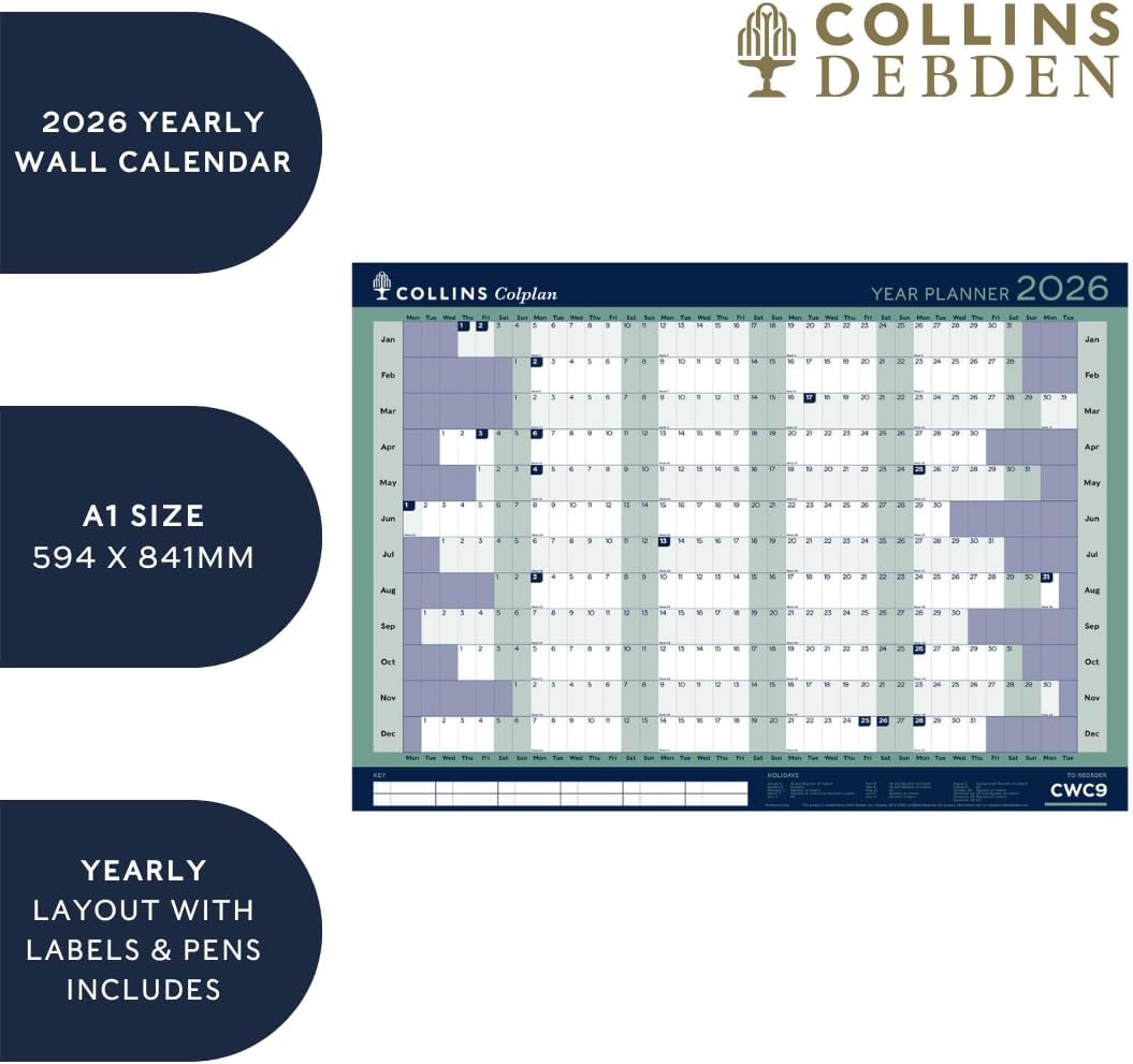 Collins - Colplan - A1 Yearly Wall Calendar 2026 (CWC9-26