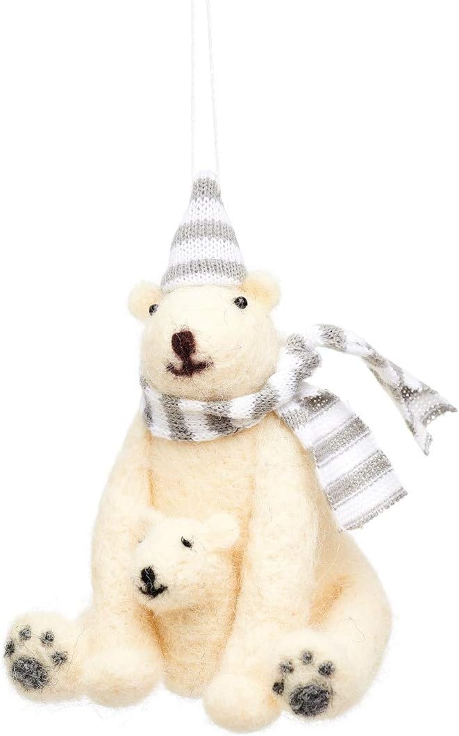 Sass & Belle Polar Bear With Baby Felt Decoration