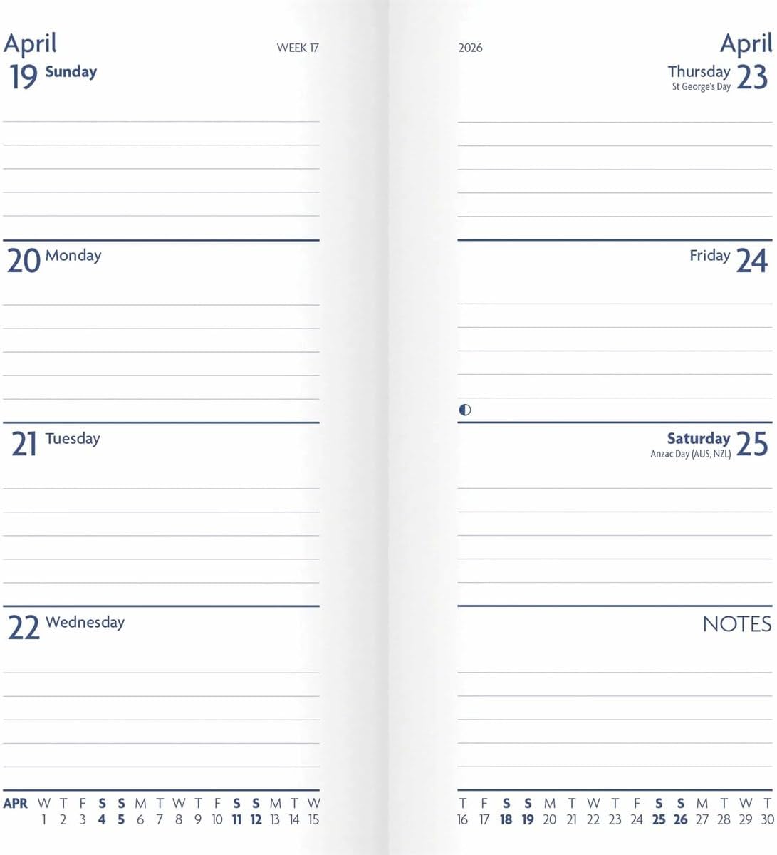 Carousel Worldwide, Sunday Start, Charcoal 2026 Deluxe Slim Diary Planner