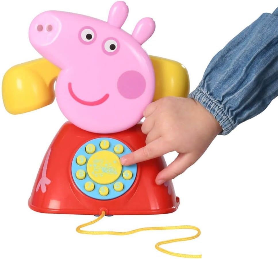Peppa Pig Peppa Pig speelgoedtelefoon voor kinderen, officiële Peppa Big, roze en rood, batterijen inbegrepen (CyP Brands