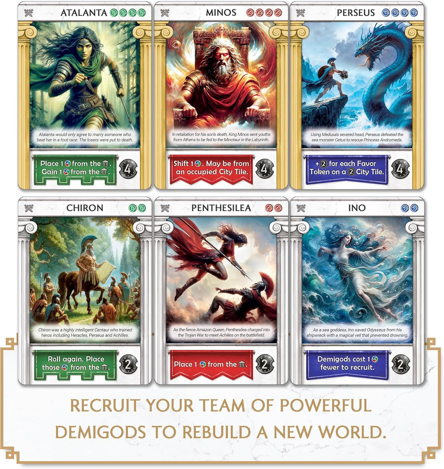 Pantheum: Demigods of Olympia | Family Strategy Game for Greek Mythology Fans | Ages 12+ | for 1-4 Players | Average Playtime 45-60 mins | Perfect for Family Game Night (Base Game