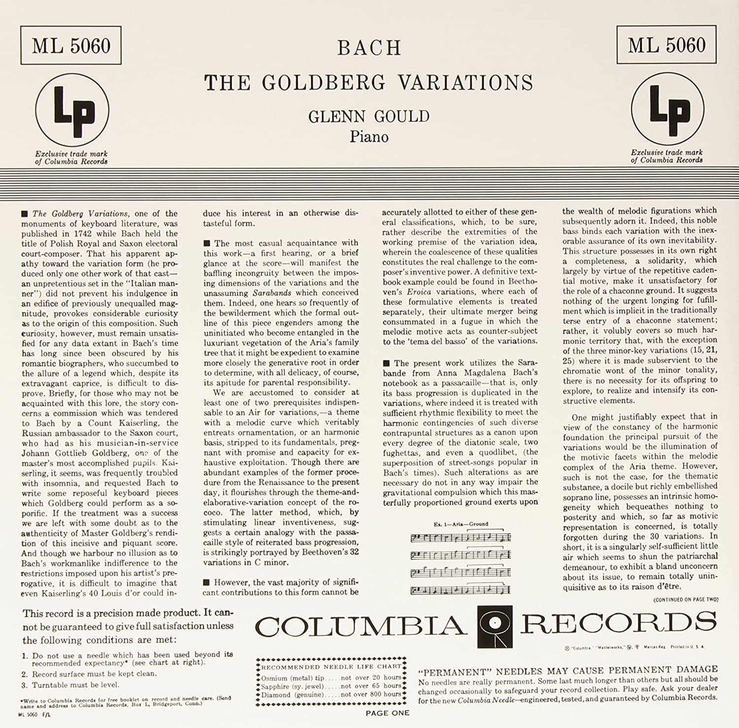 Bach: Variazioni Goldberg (Registrazione 1955