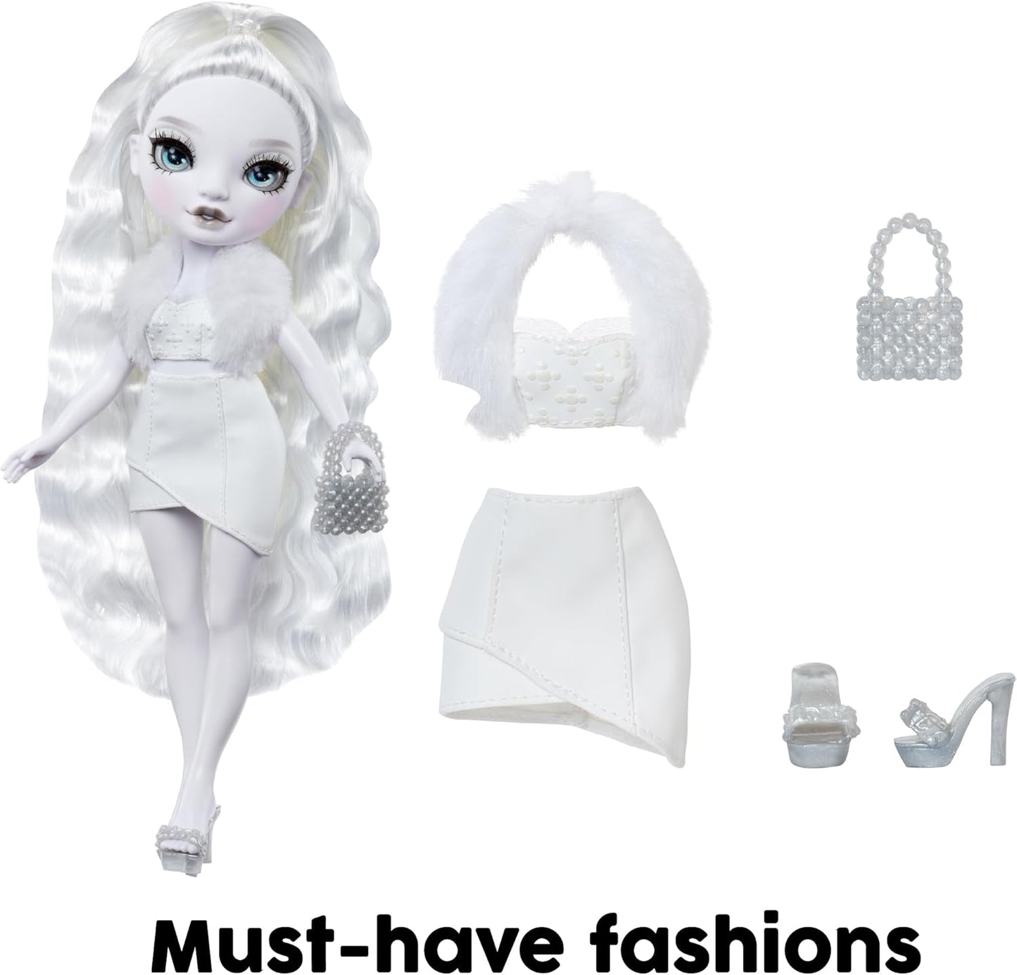 RAINBOW HIGH Shadow High Natasha Zima - Muñeca de Moda en Escala de Grises de 28 cm, Pelo y Traje Blancos, Bolso con Estilo, Bonito Regalo para Niños de 4 a 10 Años
