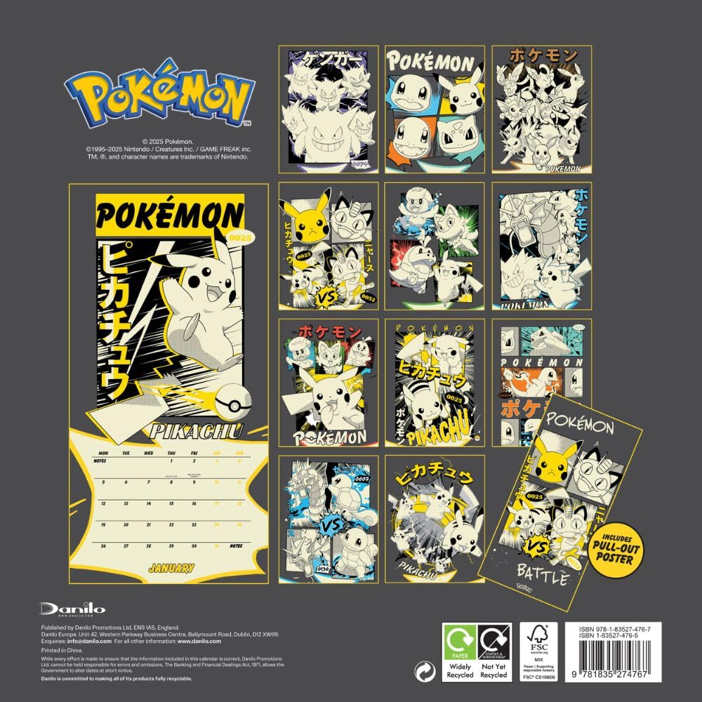 POKEMON 2026 SQUARE CALENDAR