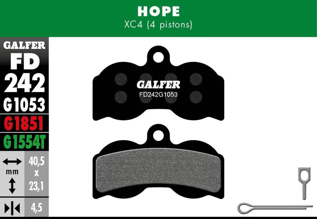 GALFER Bike Standard Brake Pad Hope XC4, Adults Unisex, Black, Standard