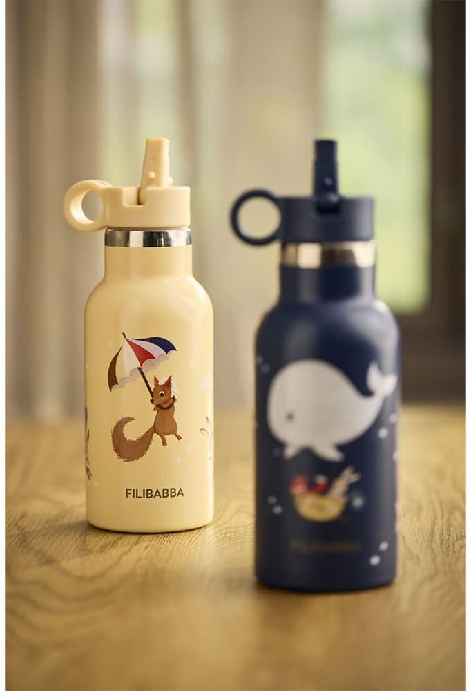 Filibabba Star Catchers Stainless Steel Thermo Water Bottle, 350 ml Capacity, Beige