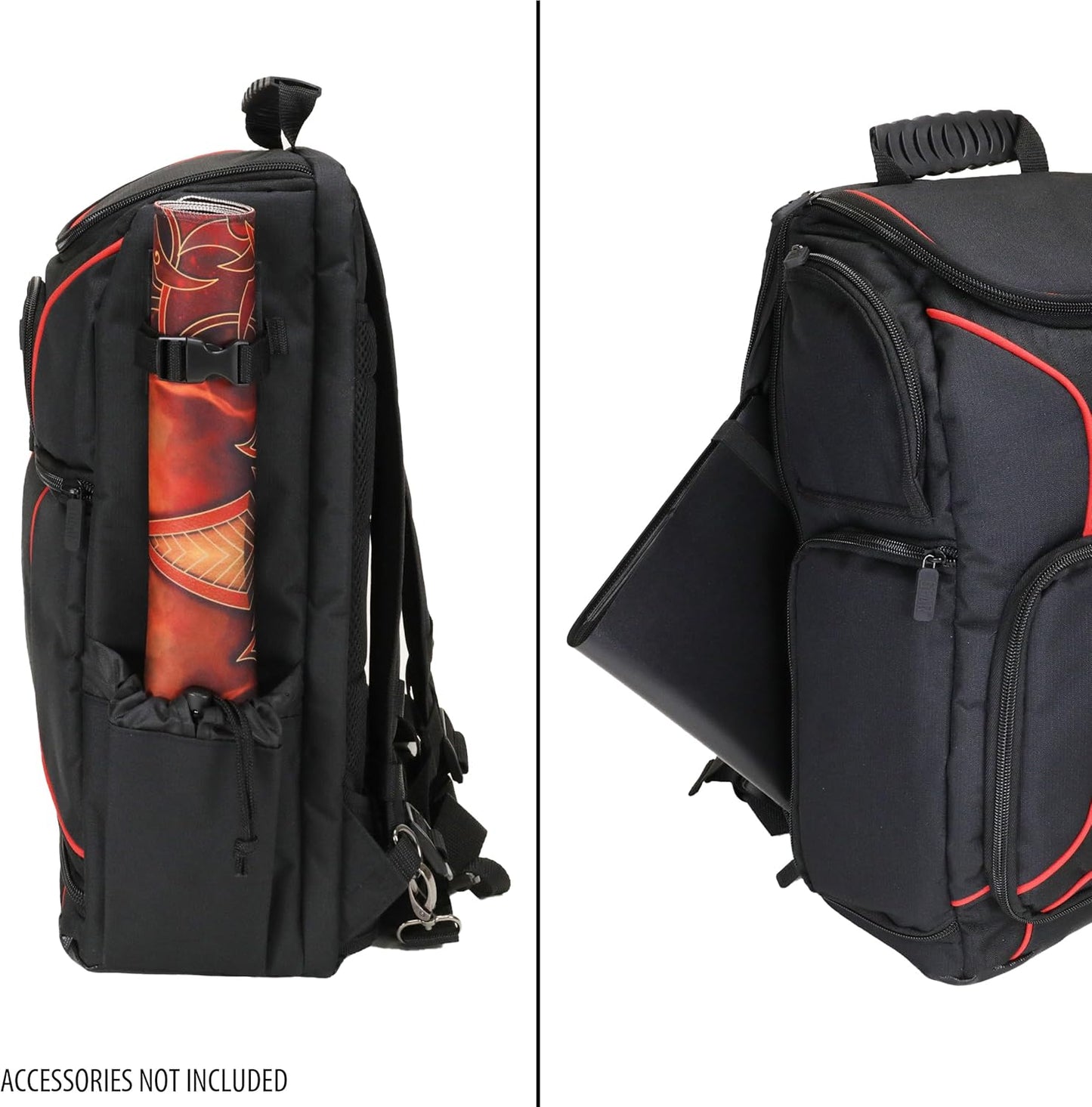 USA Gear MTG-Rucksack, Kompatibel mit Magic the Gathering, MTG-Deck und mehr - TCG-Rucksack Tasche mit Schultergurten, anpassbaren Trennwänden, TCG-Spielmattenhalter, Ordnerfach (Rot