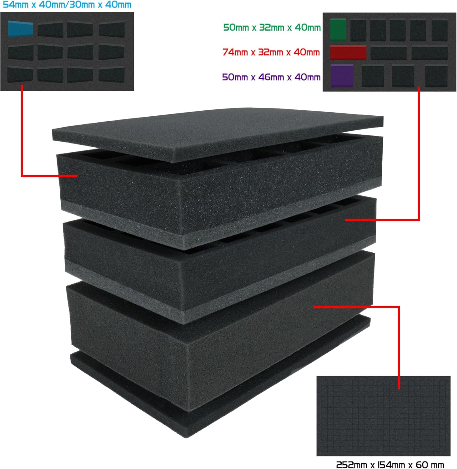 ENHANCE Miniaturenkoffer mit breiter Basis - Kompakte Aufbewahrung für DND-Miniaturen mit Schultergurt, 3 Schaumstoffeinlagen (2 vorgeschnitten, 1 zum Selbermachen) - passend für 25 mm bis 40 mm