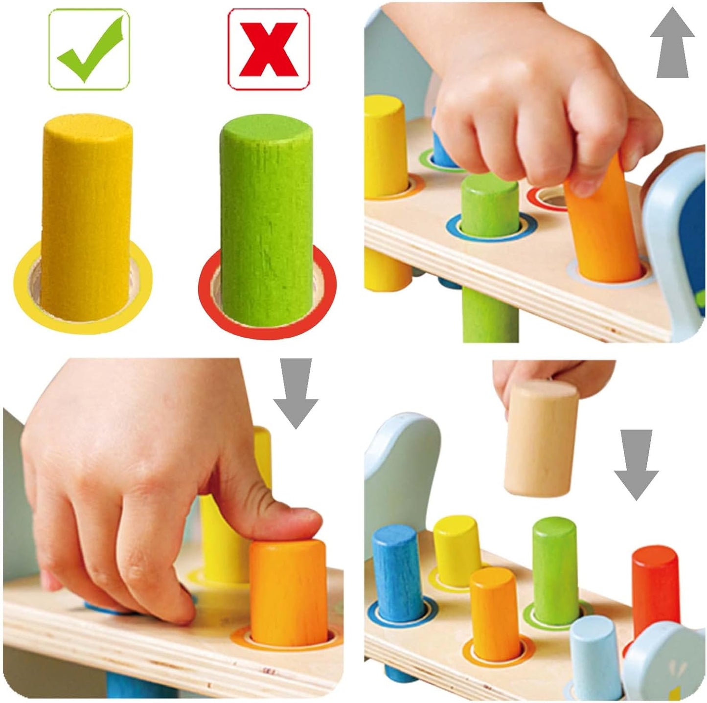 Dorjee- D1.100-1 - Hamerbankje met houten staafjes - coördinatiespeelgoed van hout voor kinderen vanaf 12 maanden.