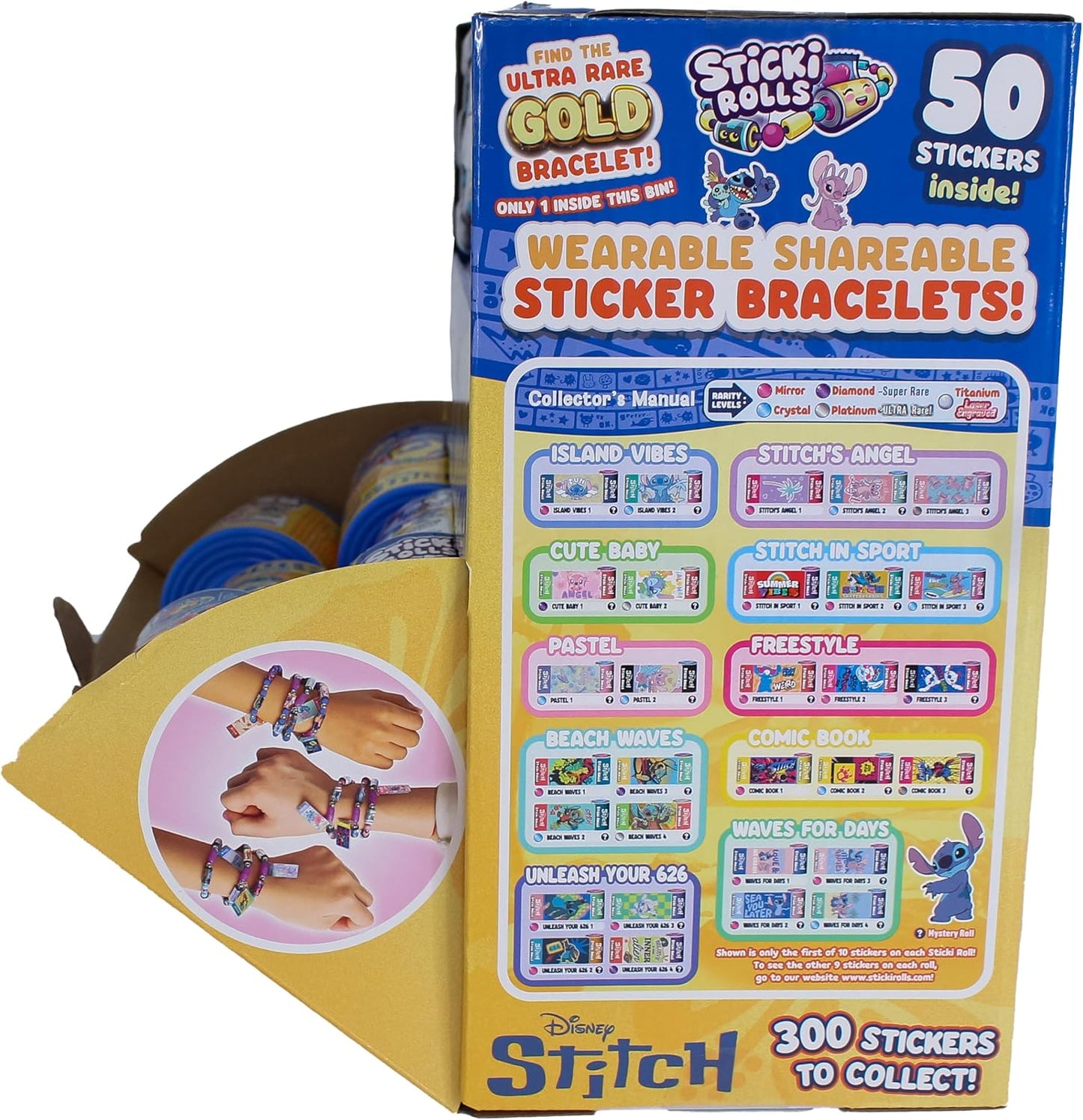 Sticki Rolls Stitch Capsule, Wearable Sticker Jewellery, Collectable Toys, Disney Stitch, Styles May Vary, One Supplied at Random, Blue