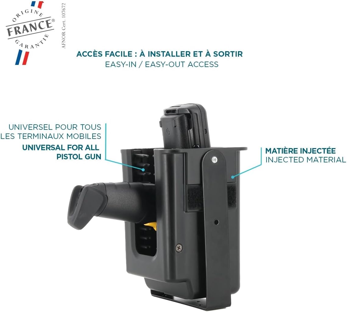 Mobilis Holster for pistol grip devices to screw on forklift - Easy access system - Made in France