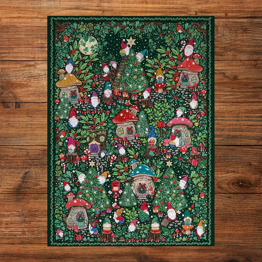 Gibsons Christmas Village 1000 Piece Jigsaw Puzzle for Adults The Art File Collection Festive Gnomes Colourful Forest Scene Premium Gift 100% Recycled Board Sustainable & Beautiful Artwork