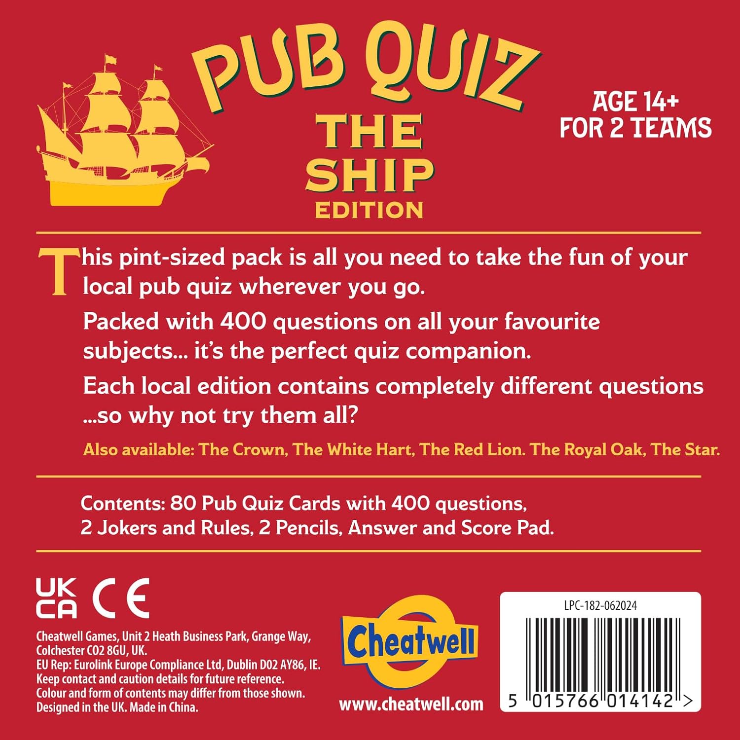 CHEATWELL GAMES The Ship Pub Quiz - 400 Questions - Comes With Answer Pad & Pencils - Ages 14+
