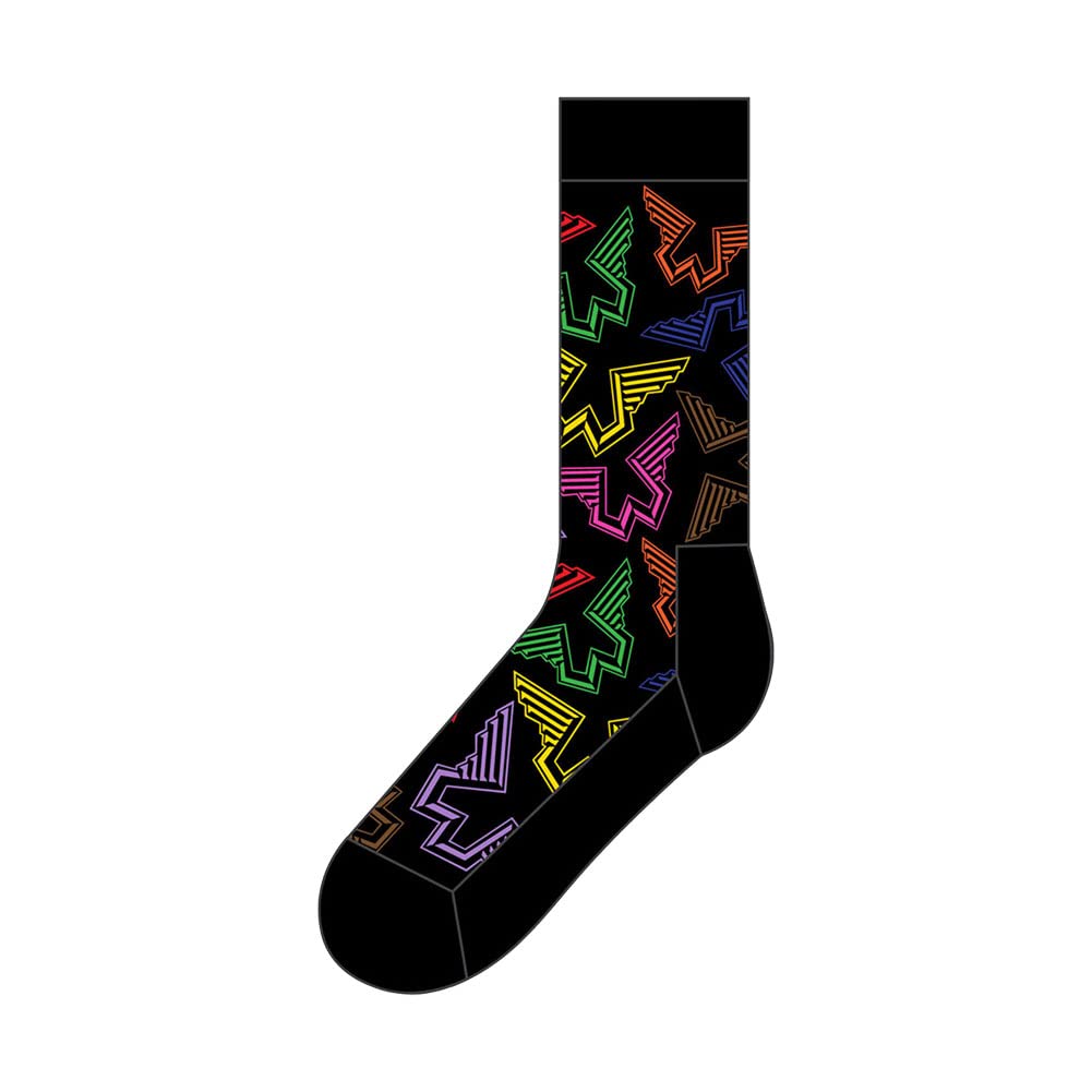 Ankle Socks # Uk Size 7 - 11 Unisex Black # Wings Logos
