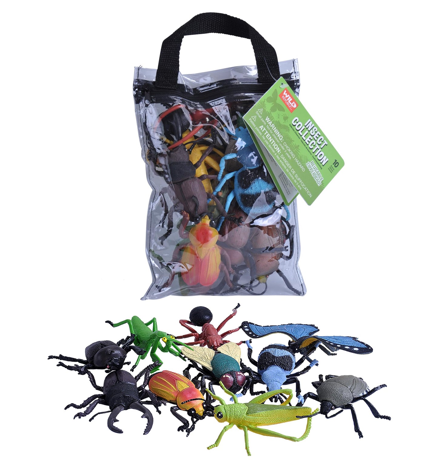 Wild Republic 23755 Polybag Insectenverzameling, groot, 10 stuks (insecten