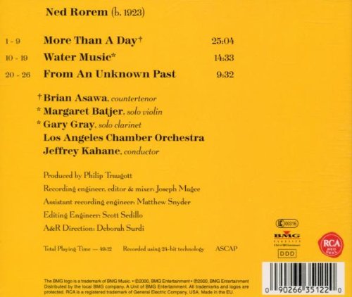 Brian Asawa - more than a day ~ music of Ned Rorem