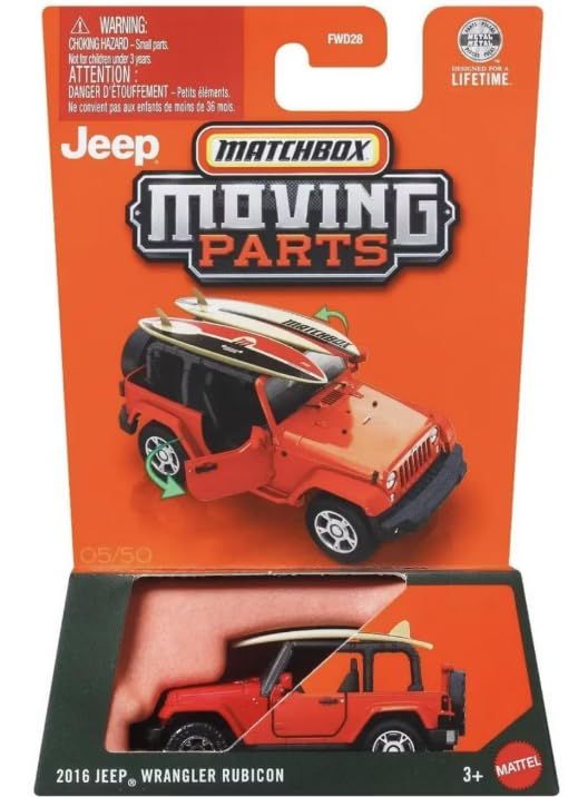 Matchbox Moving Parts 2016 Jeep Wrangler Rubicon 05/50, 1:64 Scale Diecast Toy Vehicle