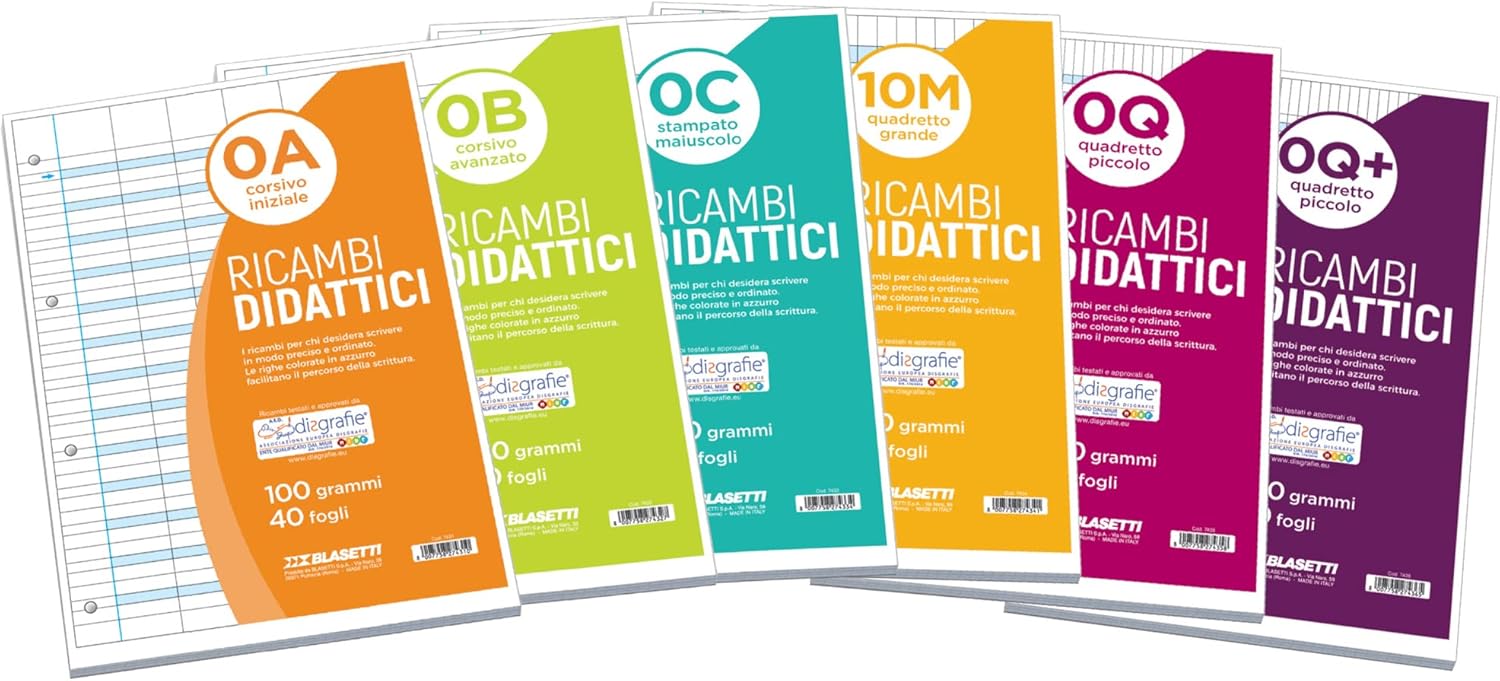 Blasetti 91403 Ricambi Didattici Forati F.To A4 40 Fogli Carta, 100 Gr, 1Rigo con Marg. (0C