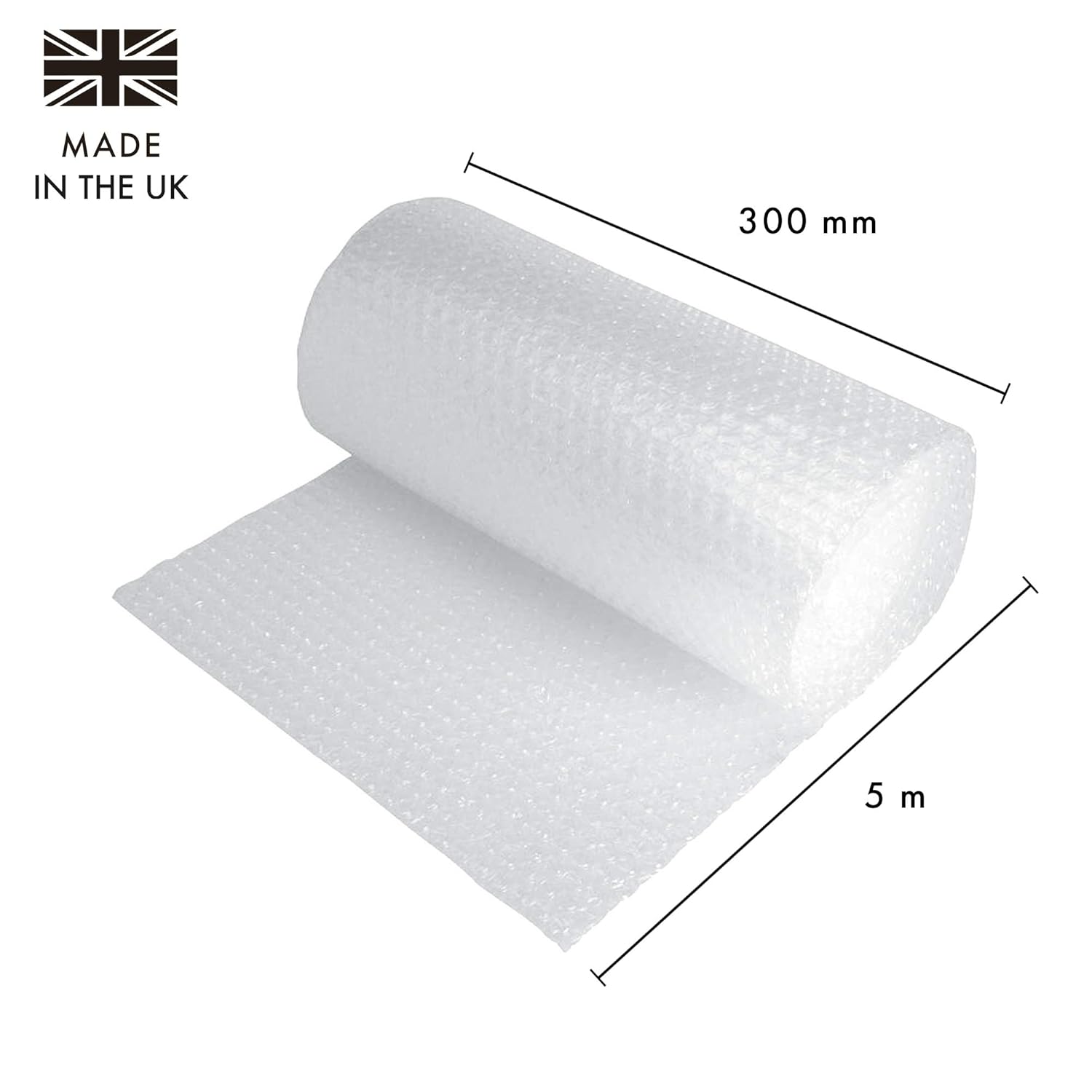 Pukka Pad, Pukka Post –Lightweight Protective Bubble Cushioning Wrap for Packaging and Mailing, Small Air Bubbles, 300mm x 5m Roll, Clear for Packing or Storage Boxes