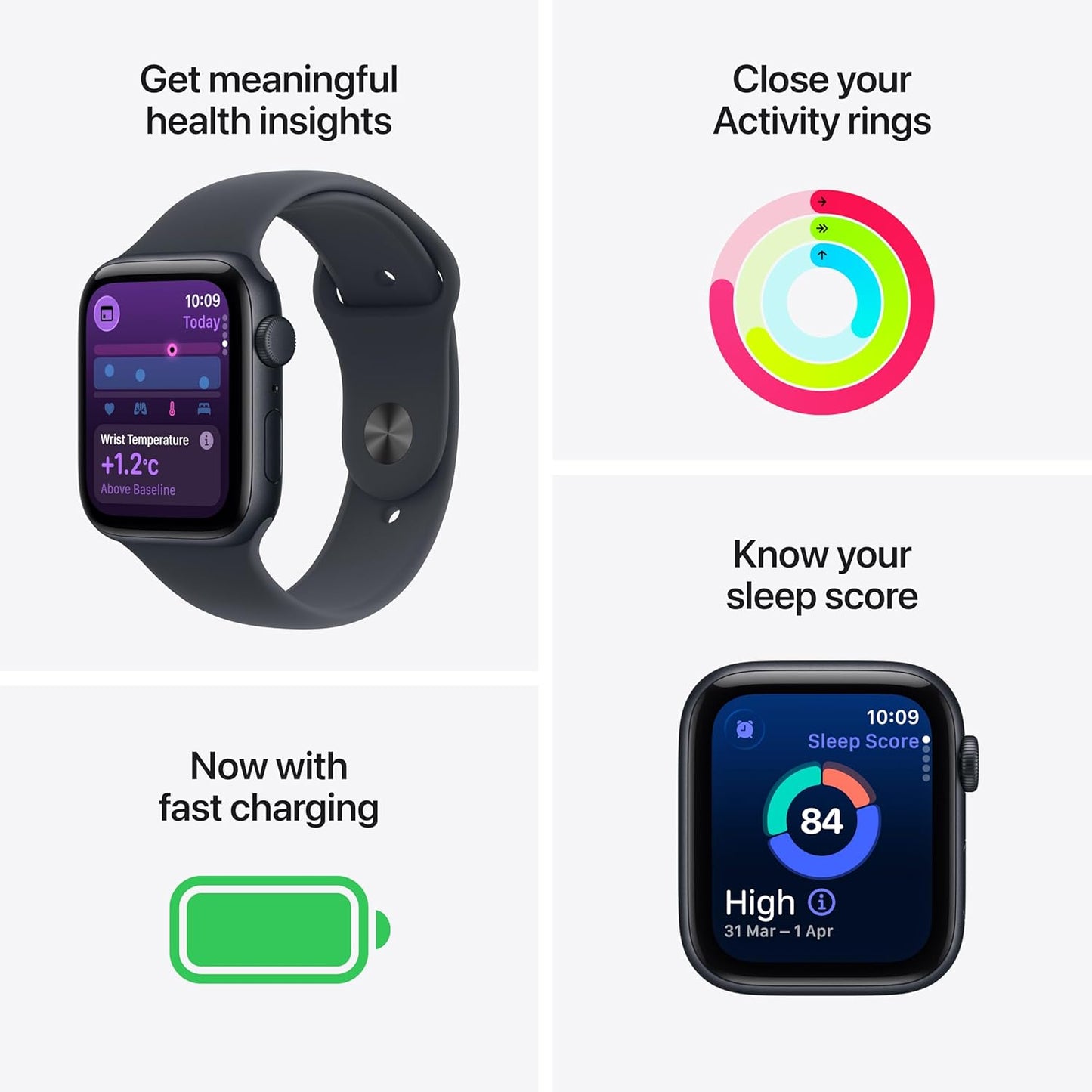 Apple Watch Se 3 Gps 44Mm Midnight Aluminium Case With Midnight Sport Band - S/M
