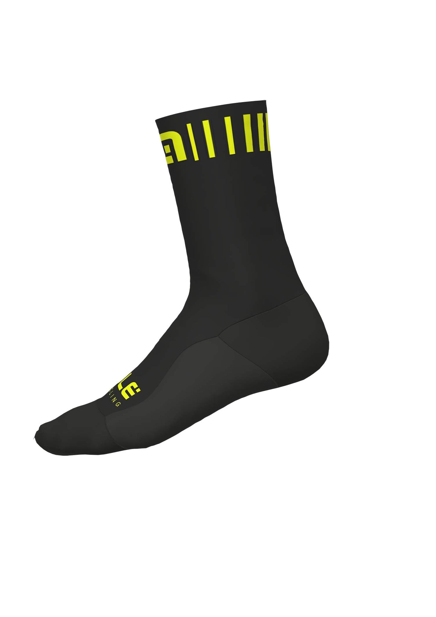 Alé Unisex Strada 18cm Cycling Socks, Black/Fluo Yellow, Medium (EU 44-47