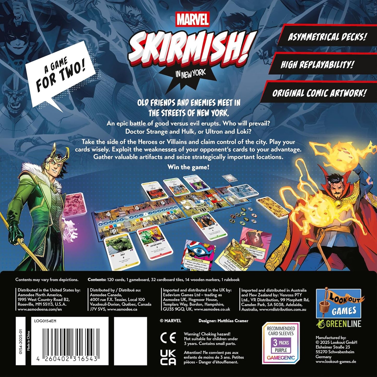 Asmodee | Marvel Skirmish In New York | Board Game | Ages 10+ | 2 Players | 30 Minutes Playing Time