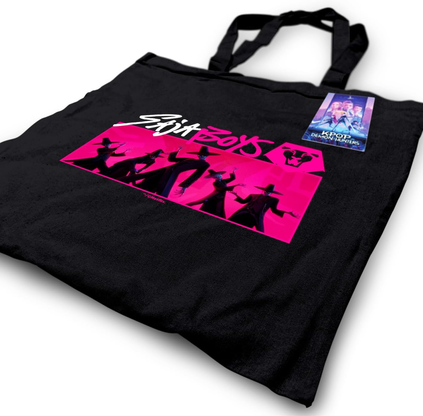 Pyramid International K-POP DEMON HUNTERS (SAJA BOYS) BLACK TOTE BAG – Reusable Eco-Friendly Tote Bag for Shopping, Work, or Everyday Use
