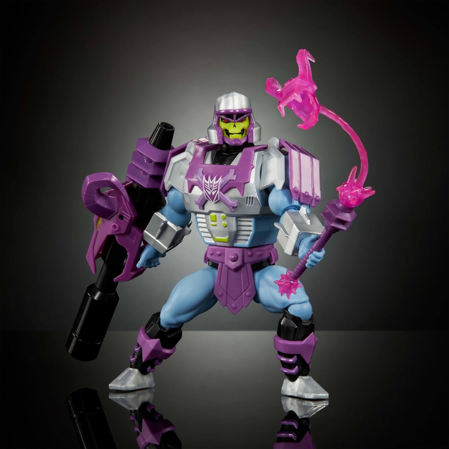 Masters of Universe Origins & Transformers Action Figure, Megatron Armor Skeletor 5.5 Inch Posable Collaboration Toy, Accessories & Mini Comic, JGT16