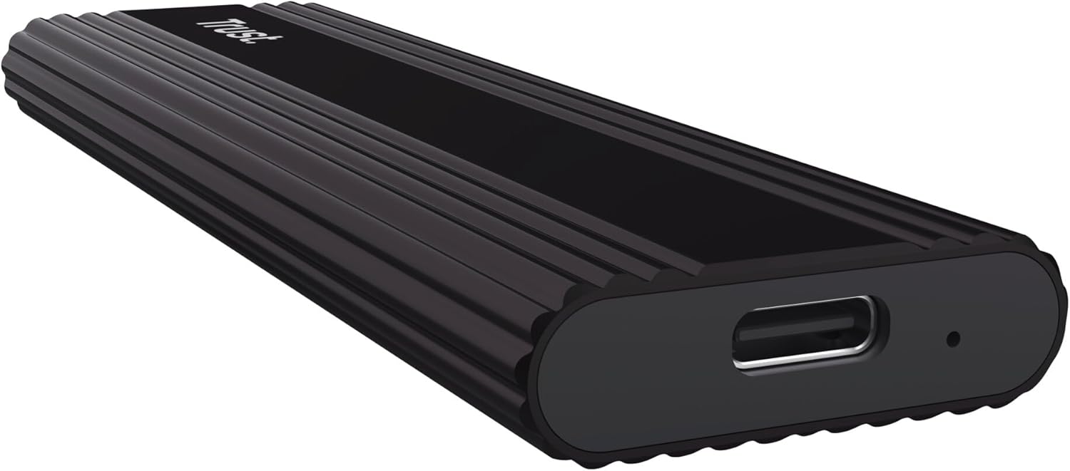 Trust M.2 NVMe SSD Enclosure, USB-C 10Gbps External Hard Drive Enclosure up to 4TB, Supports Size 2230 2242 2260 2280 M.2 SSDs FAT32/NTFS/EXT4/exFAT/APFS, Portable SSD Tool-Free Adapter Case