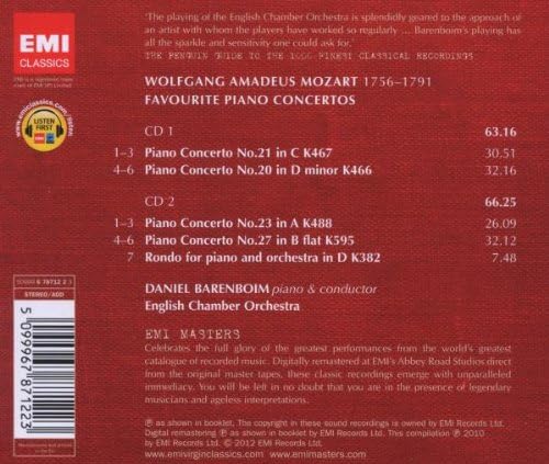 Piano Concertos Nos 20 21 23 & 27 Rondo K3