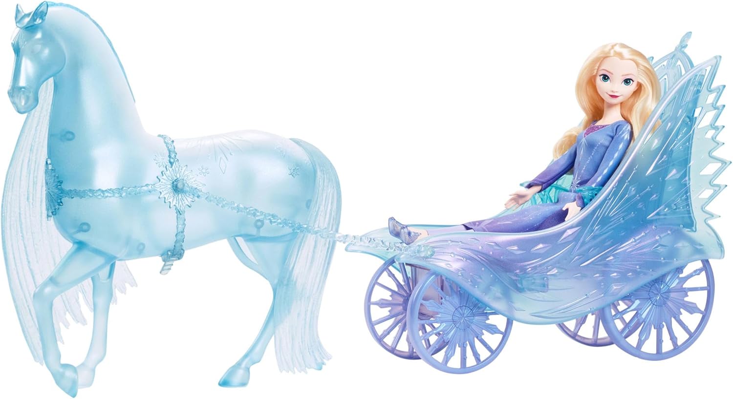 Mattel Disney Frozen Elsa Fashion Doll with Removeable Dress & Shoes, Mythical Horse-Like Nokk & Adventure Carriage, Inspired by Frozen: Winter Festival, JBG56