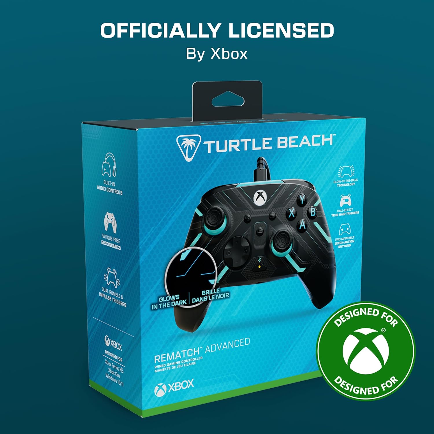Turtle Beach Rematch Advanced Wired Gaming Controller Licensed for Xbox Series X|S, Xbox One, Windows PC - Glow, Remappable Buttons, Hair Triggers, Audio Controls, Impulse Triggers