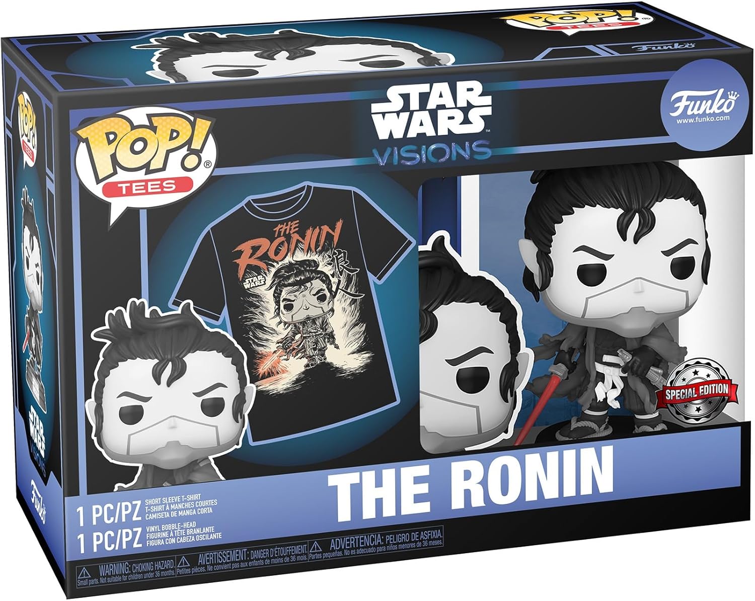 Funko Pop! & Tee (Adult): Disney Star Wars Visions - The Ronin (Special Edition) Bobble-Head Vinyl Figure And T-Shirt (M