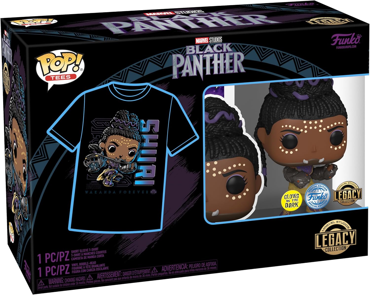 Funko Pop! & Tee: Marvel - Black Panther Shuri - Large - (L) - T-Shirt - Clothes With Collectable Vinyl Figure - Gift Idea - Toys and Short Sleeve Top for Adults Unisex Men and Women - Movies Fans