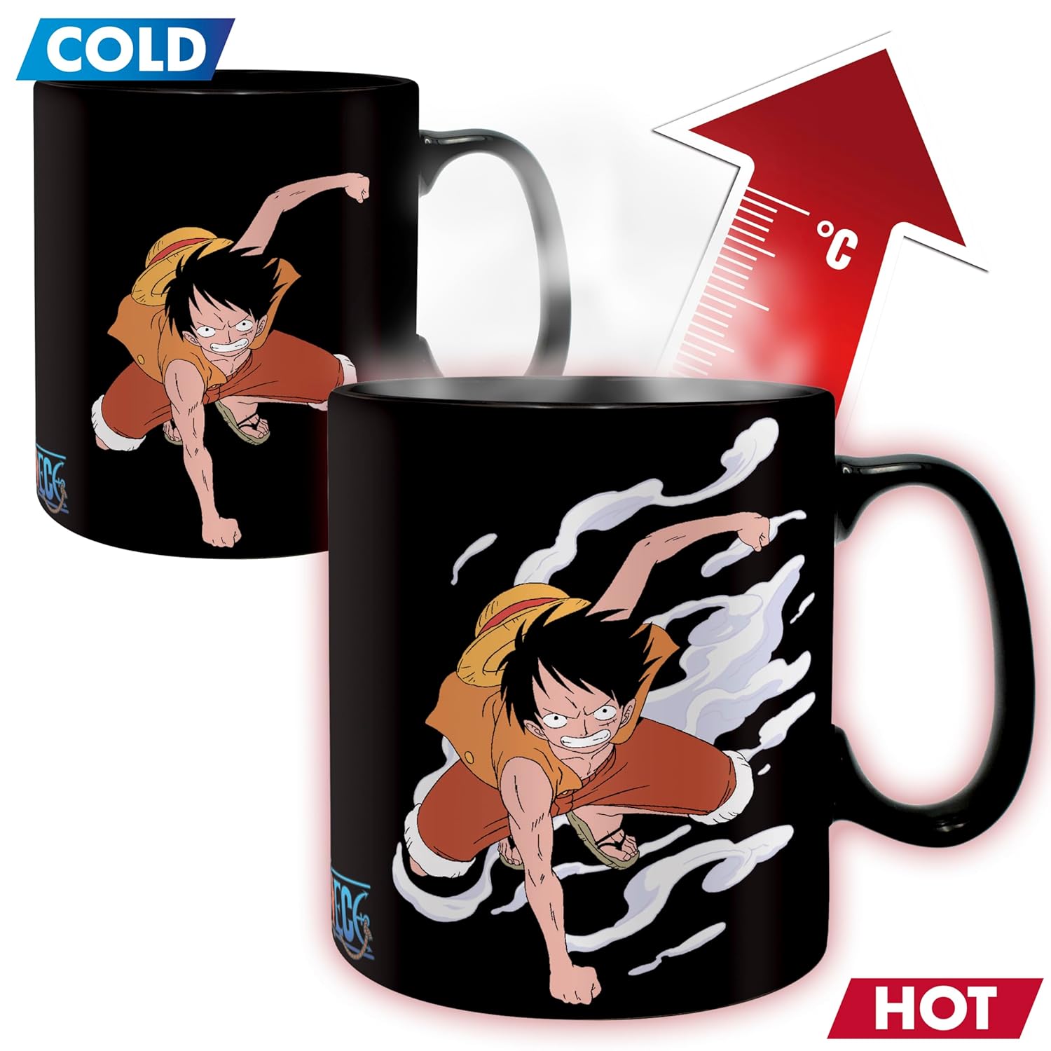 ONE PIECE - Mug Heat Change - 460 ml - Luffy & Ace - cardboard box