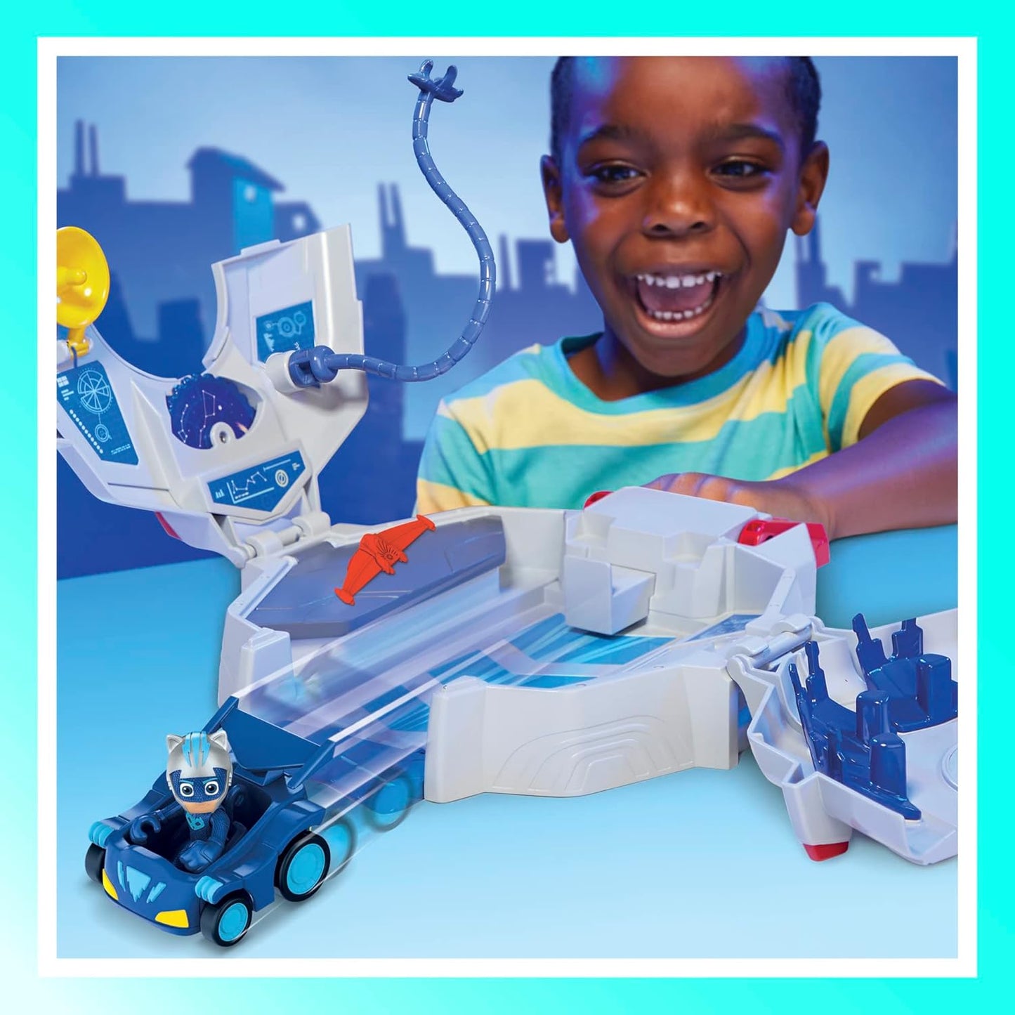 PJ Masks Power Heroes PJ Power Q Playset with Car and Figure, Toys for Boys and Girls