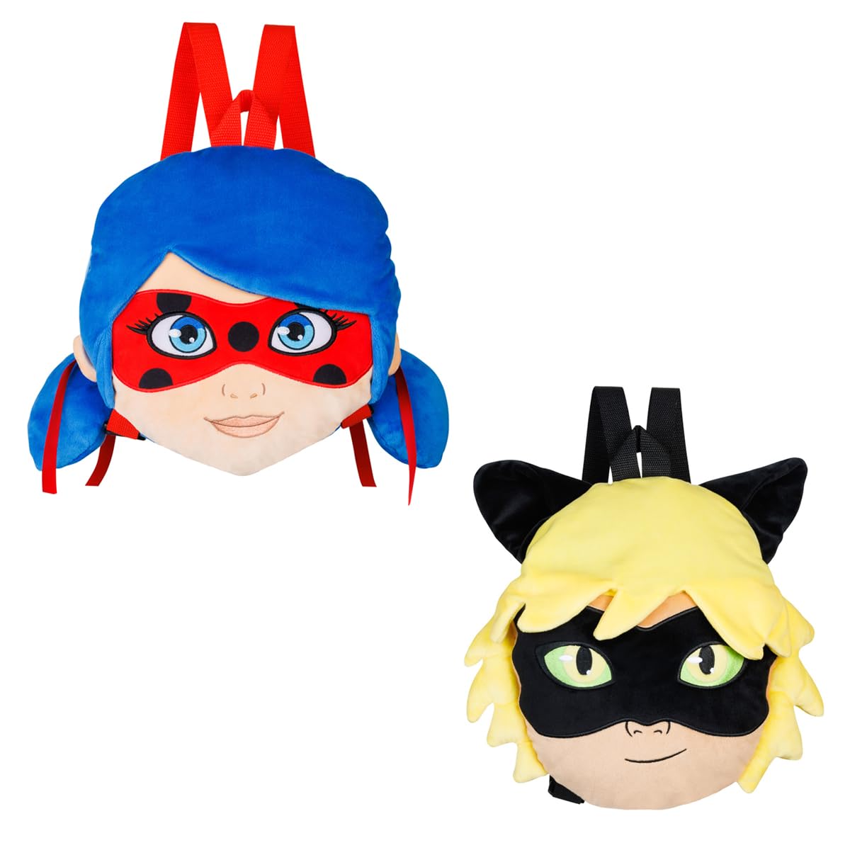 P.M.I. Miraculous Plush Backpacks 30 cm (Random-2 Characters to Collect-Lady Bug/Black-Cat Noar) (MLB7008
