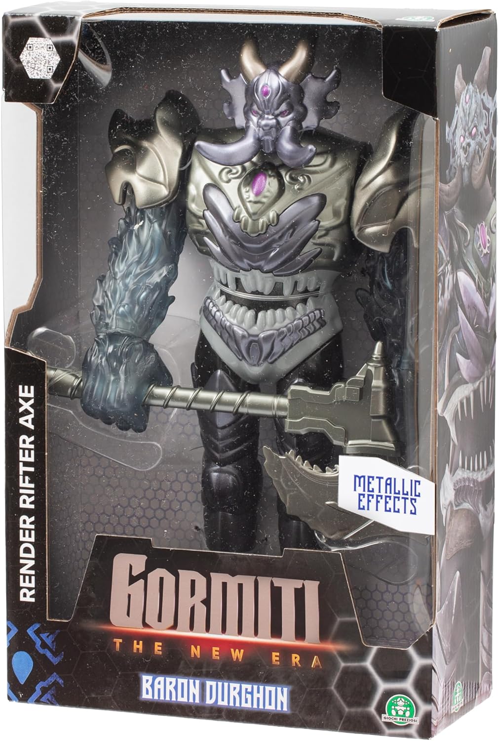 GORMITI THE NEW ERA, Evil Baron Durghon Enemy, 27 cm Articulated Villain Action Figure, Rival with Axe Weapon Globe, for Children from 4 Years