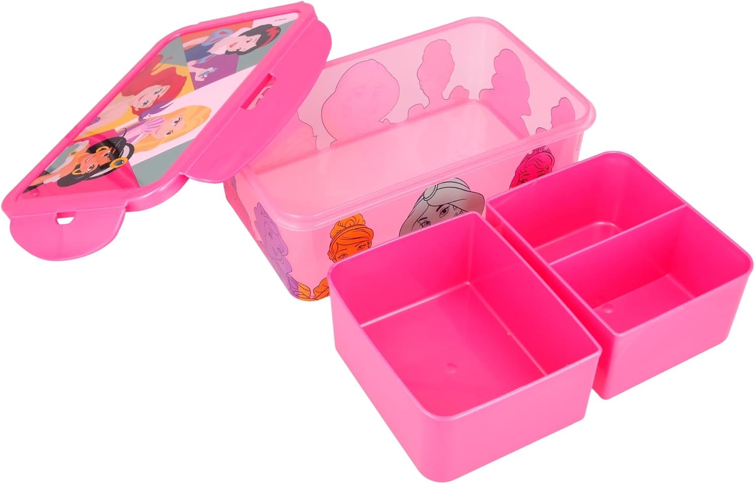 Disney Princess Kids Rectangular Lunch Bento Food Box Container with Removable Compartments 1190ml Leak Proof, BPA Free …