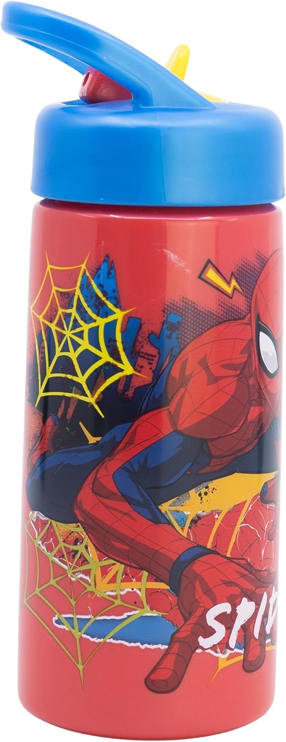 Spiderman Sports Water Bottle with Straw and Built-in Handle 14oz