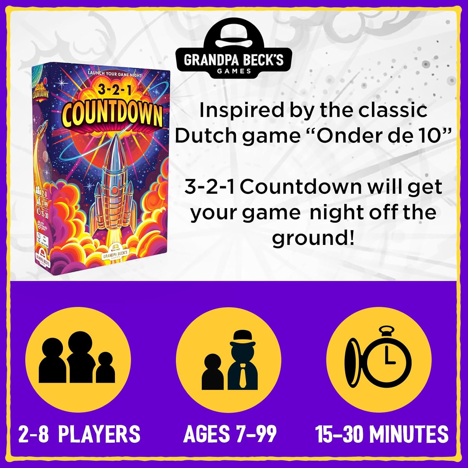 Grandpa Beck’s Games | 3-2-1 Countdown | Card Game | Ages 7+ | 2-8 Players | 15-30 Minutes Playing Time