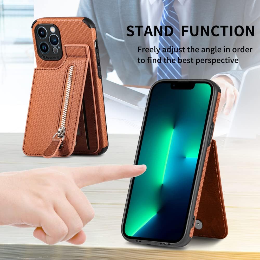 Zipper Cards Wallet Leather Phone Case For iPhone 13 12 Mini 11 Pro Max X XS XR 8 7 6 6S Plus SE 2020 Purse Card Holder Cover,brown,For iPhone X XS