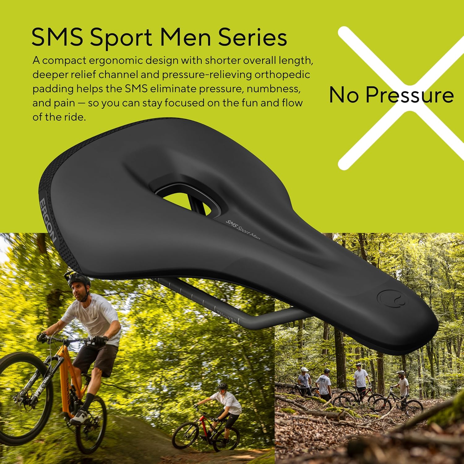 Ergon SMS Sport Men Ergonomic MTB E-Bike Bicycle Saddle Black Size: M/L (12-16 cm