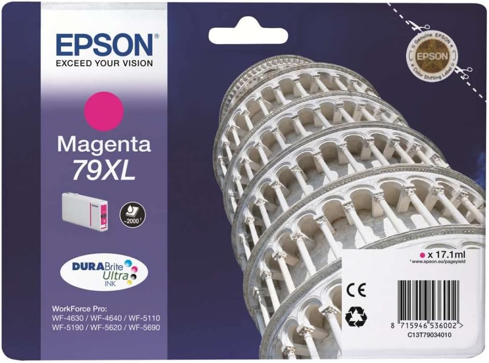 Epson Original T79XL Tintenpatrone Pisa, WF-4630DWF WF-4640DTWF WF-5110DW WF-5190DW WF-5620DWF WF-5690DWF WF-5190DW WF-5690DWF, (magenta)