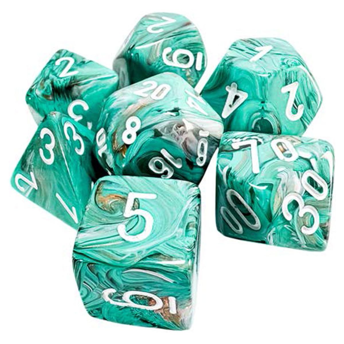 Chessex Festive Mega Hedral Dahlia/White Light, Pack of 7