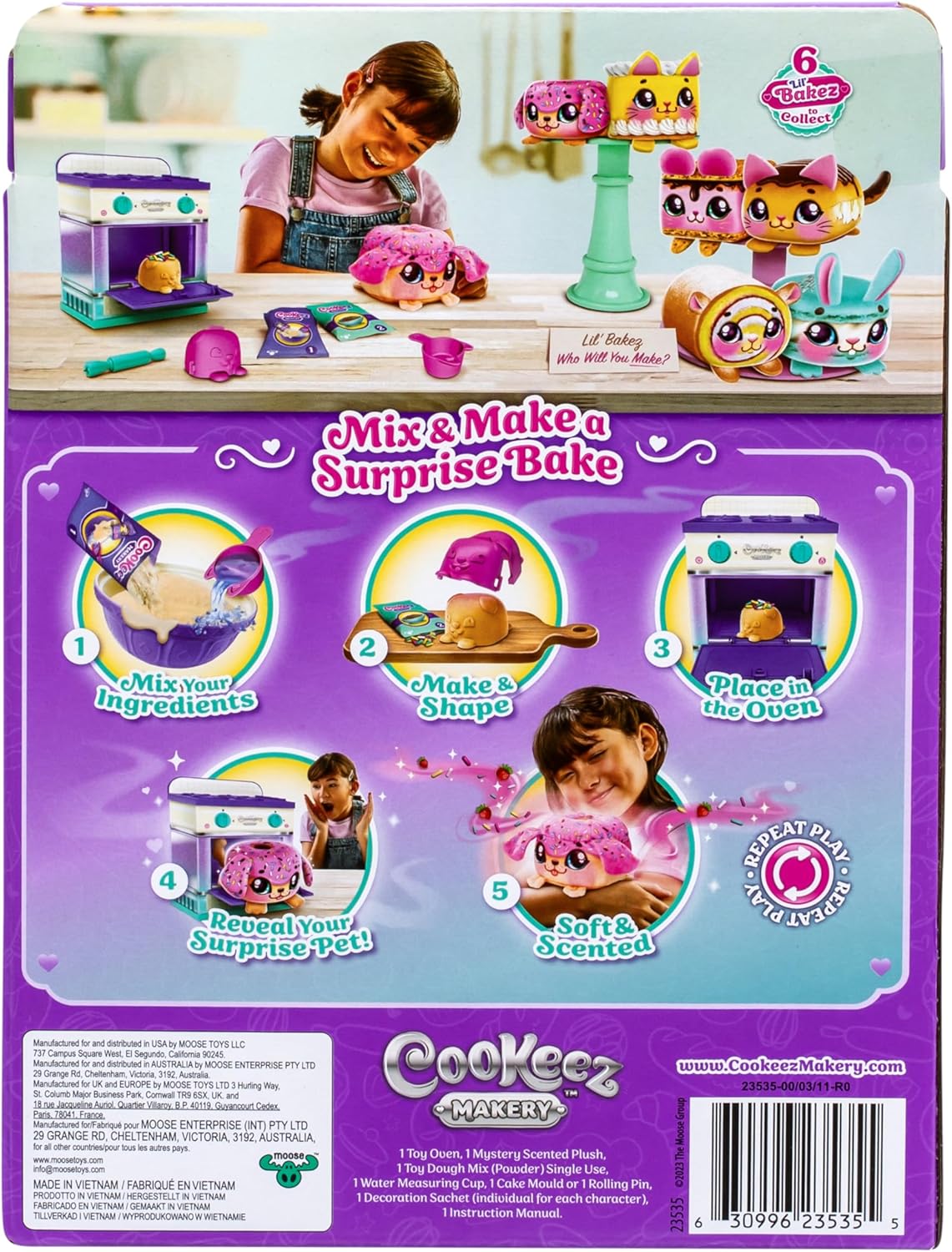 COOKEEZ MAKERY Lil' Bakez - Ovenspeelset "Knuffel Creations": meng de ingrediënten en bak een dierlijke pluche verrassing met heerlijke geur - 6 geurende knuffelvrienden om te verzamelen
