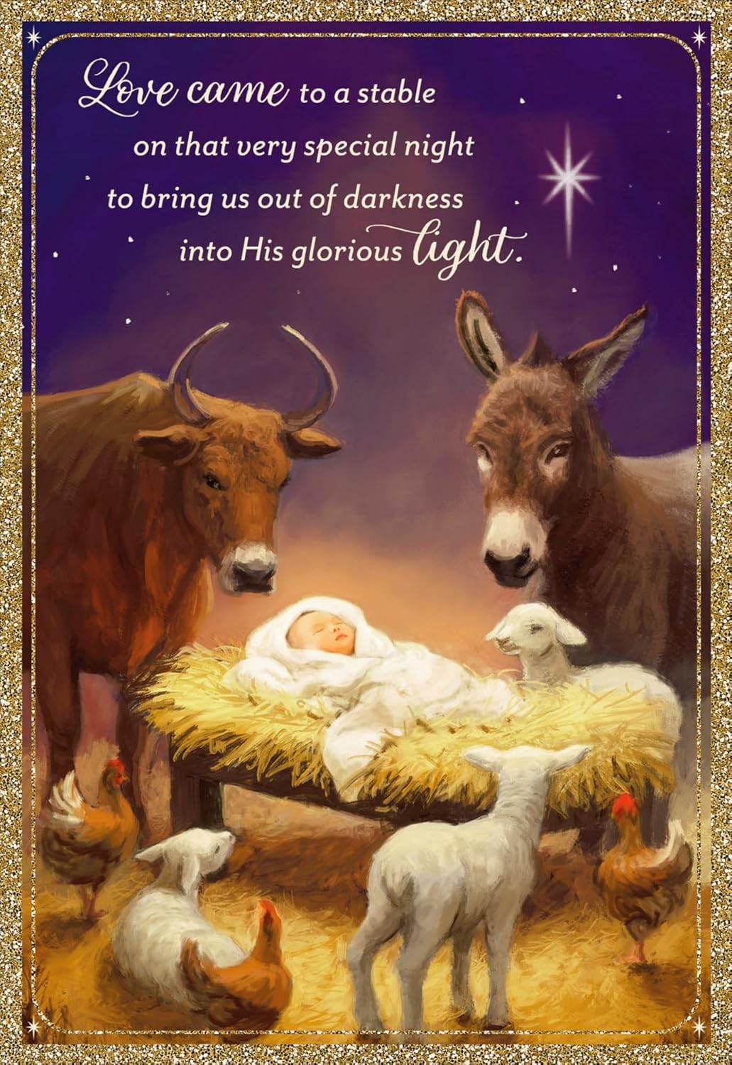 Christmas Cards: Animals At The Manger (Box of 18)